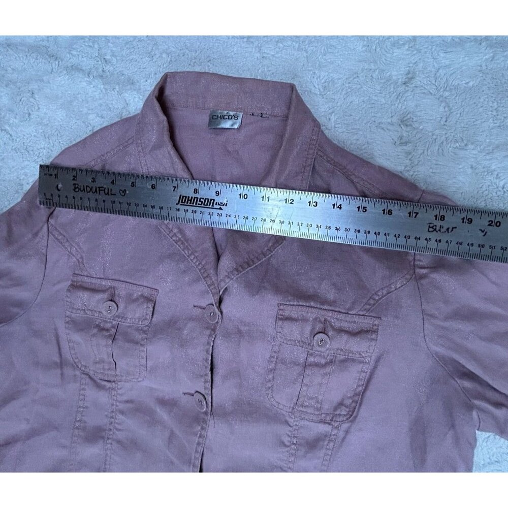 Chico's Womens Button Front Basic Shirt Jacket La… - image 4